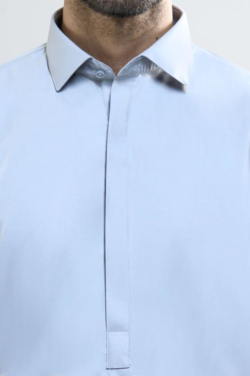 Light Grey Wash & Wear Shalwar Kameez thumbnail
