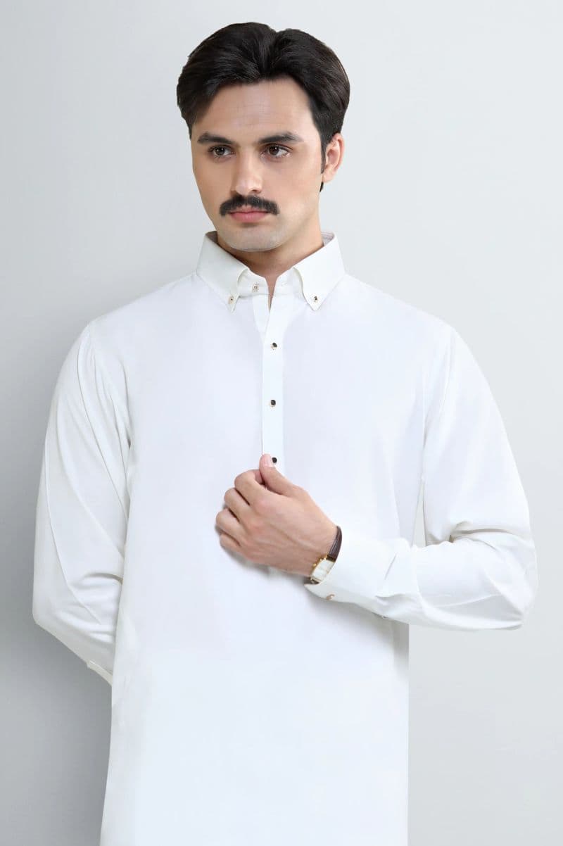 Off White Wash Wear Shalwar Kameez thumbnail