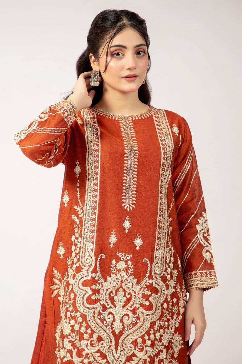 Khaddi Net Rust Embroidered 2PC thumbnail