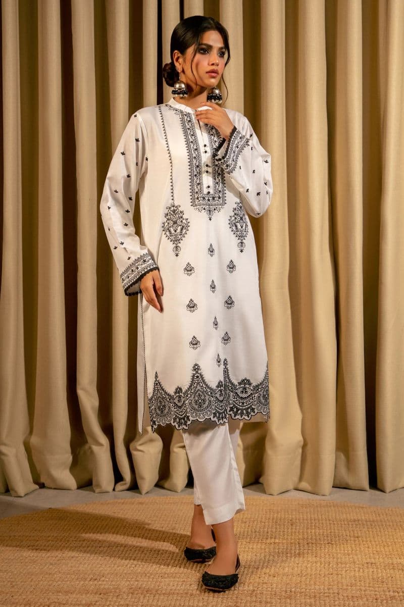 Raw Silk White Embroidered 2PC thumbnail