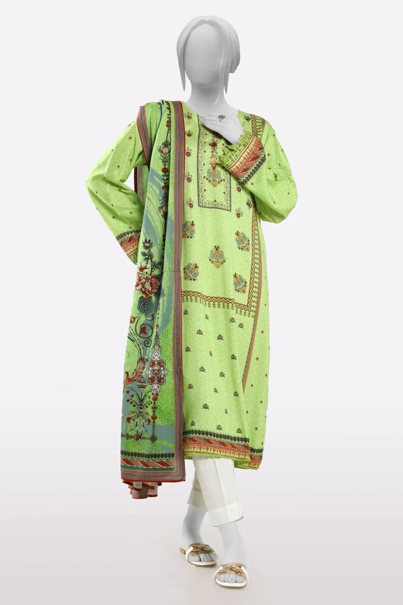 Green Printed Kurti With Dupatta thumbnail