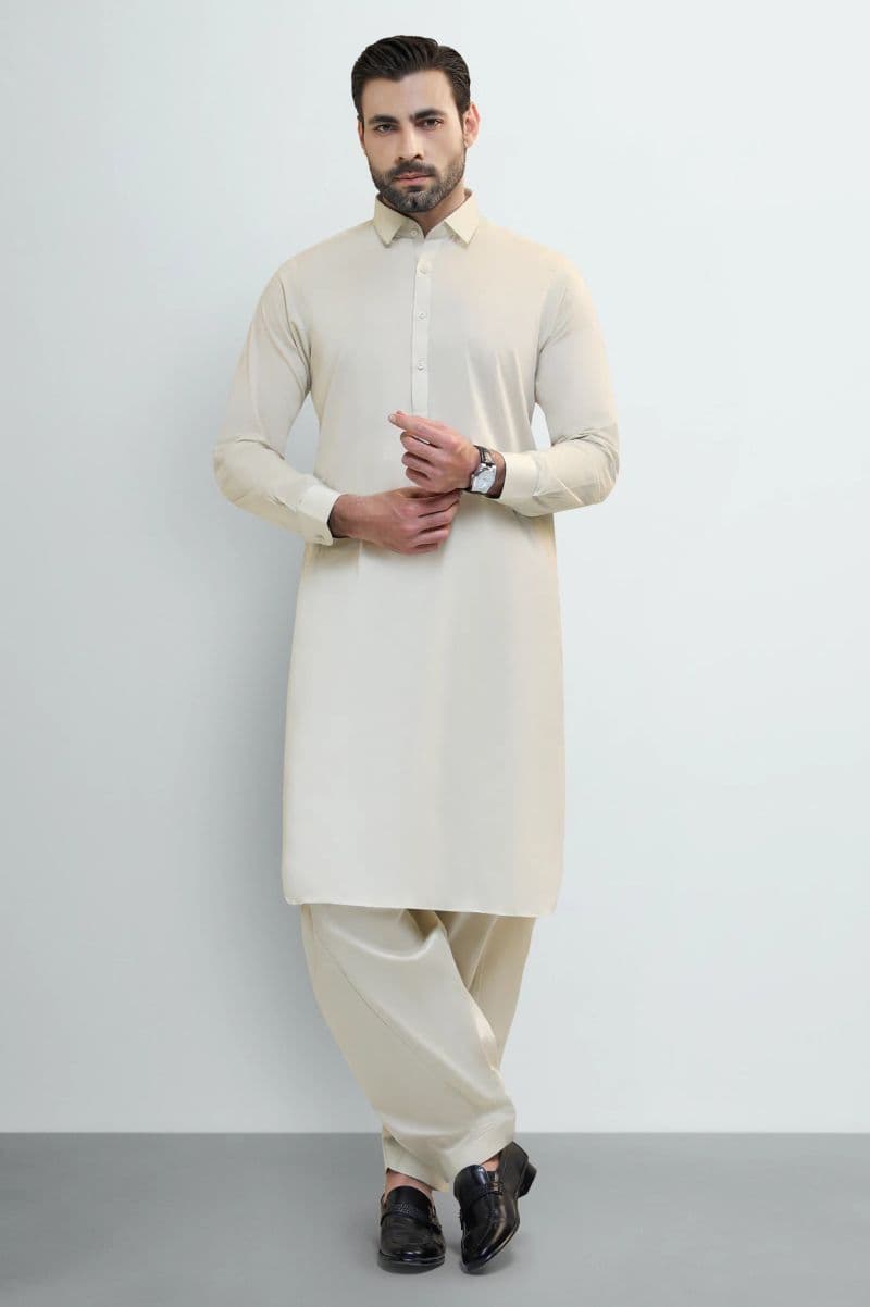 Dark Fawn Cotton Shalwar Kameez thumbnail