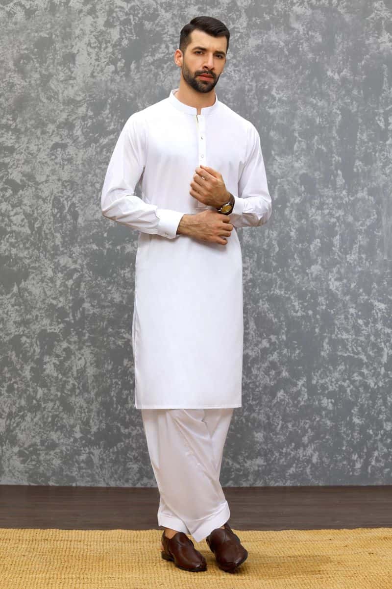 White Cotton Shalwar Kameez - alternate view