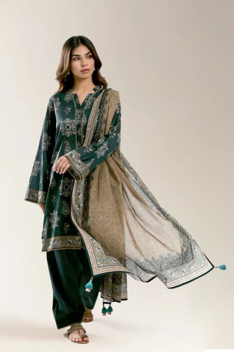 Printed Lawn-Dark Green Unstitched 3Pc thumbnail