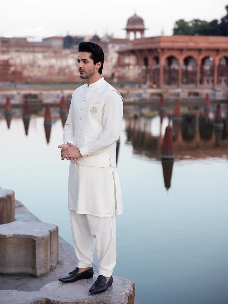 Embroidered Jacquard Waistcoat - EMTWC5-35965 thumbnail
