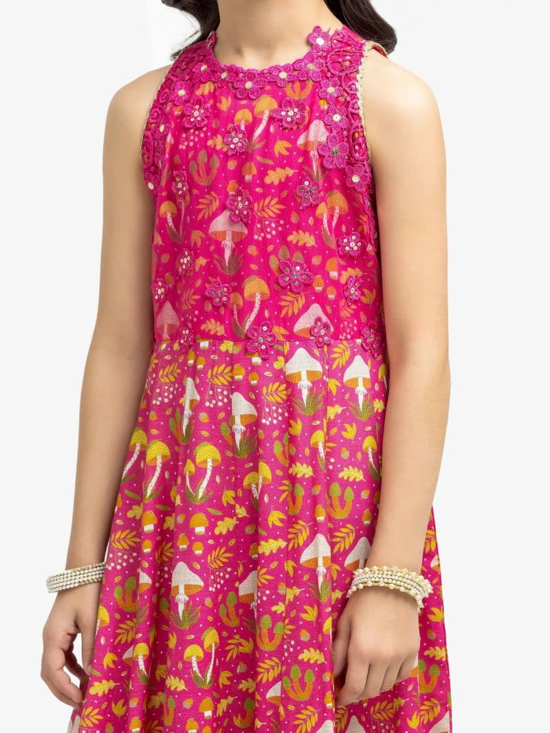 Embroidered Raw Silk Long Maxi - EGTPLE24-50028S thumbnail