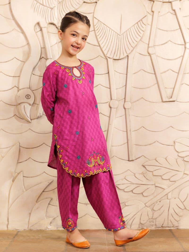 Embroidered Dobby Co-Ord Set - EGTKE5-71019ST thumbnail