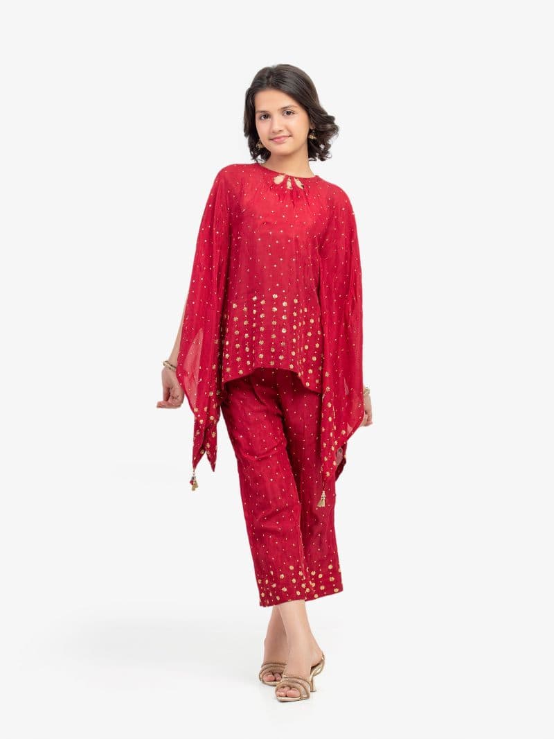Embroidered Raw Silk Co-Ord Set - EGTPLE5-50045ST thumbnail