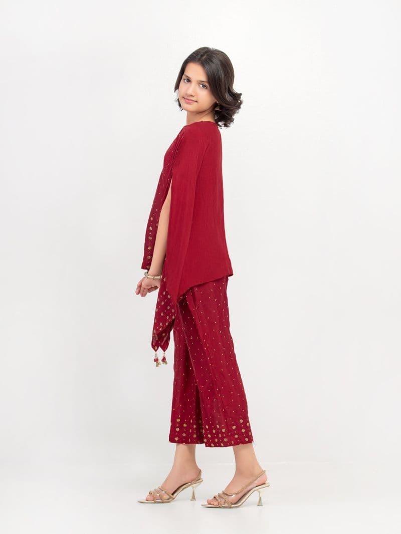 Embroidered Raw Silk Co-Ord Set - EGTPLE5-50045ST thumbnail