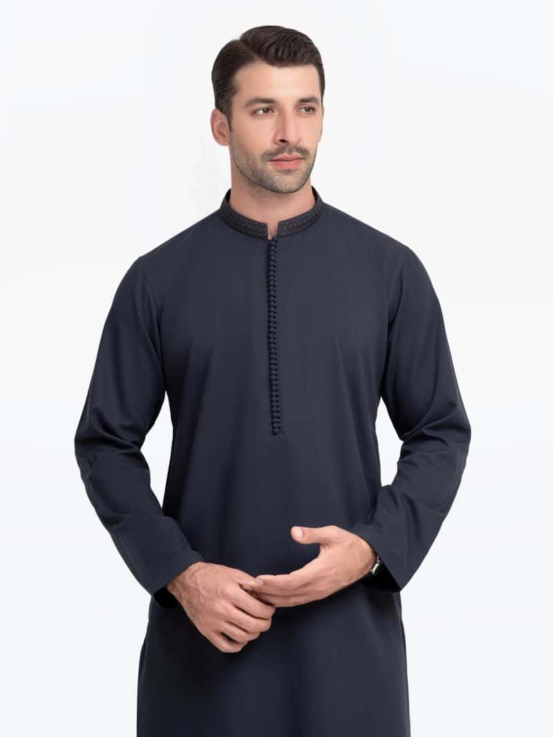 Embroidered Dobby Kurta - alternate view