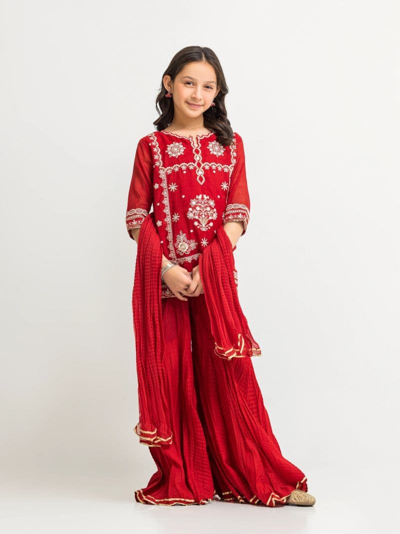 Embroidered Chanderi Gharara Suit thumbnail