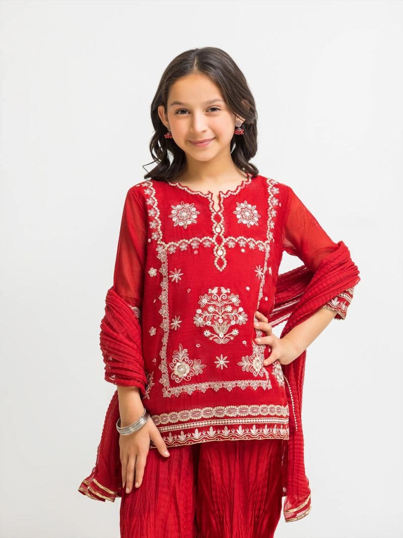 Embroidered Chanderi Gharara Suit thumbnail