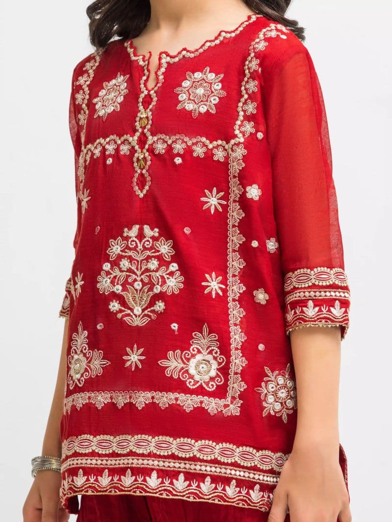 Embroidered Chanderi Gharara Suit thumbnail