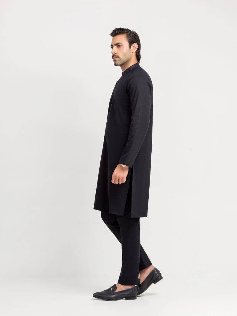 Embroidered Cotton Slub Kurta Pajama thumbnail