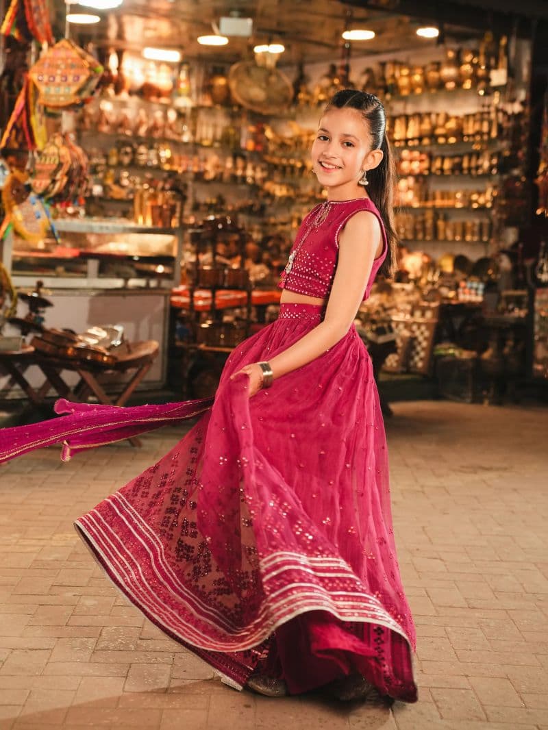 Embroidered Cotton Net Lehenga Suit thumbnail