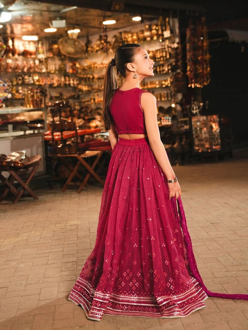 Embroidered Cotton Net Lehenga Suit thumbnail