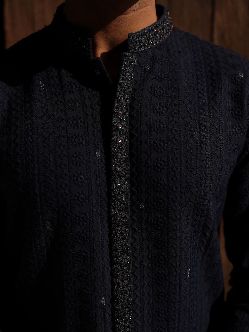 Embroidered Schiffli Kurta Pajama thumbnail