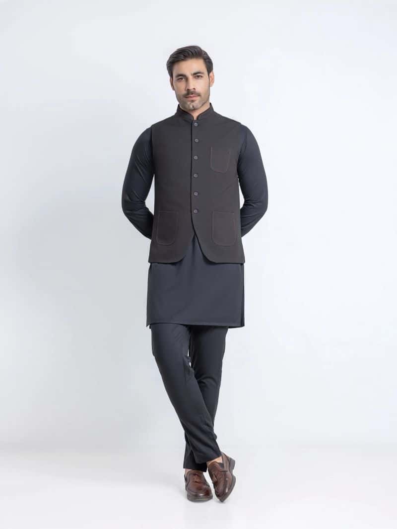 Plain Viscose Waistcoat - alternate view