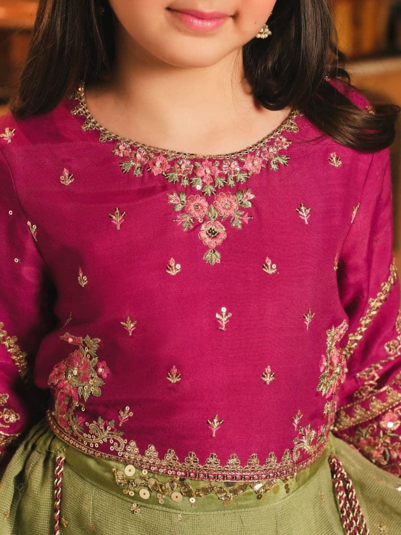 Embroidered Raw Silk Lehenga Suit thumbnail