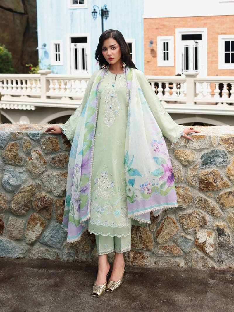 Embroidered Cambric Suit - EWU6V2-33653-3P thumbnail