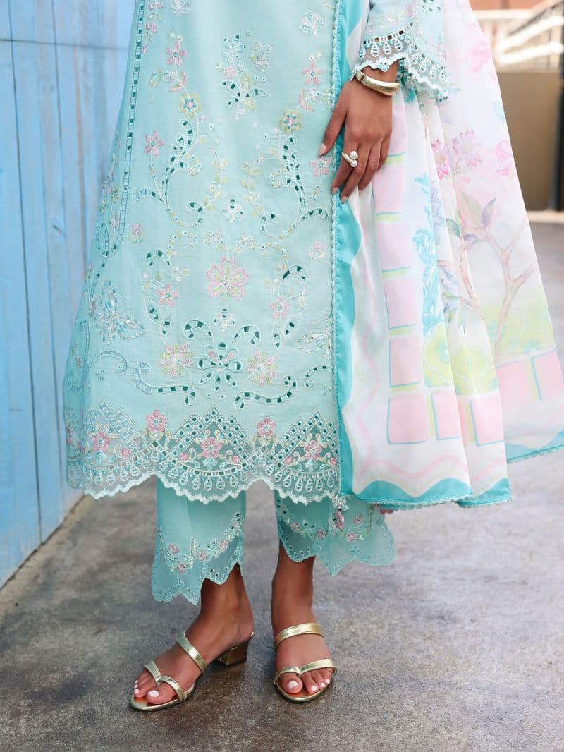 Embroidered Cambric Suit - EWU6V2-33657-3P thumbnail