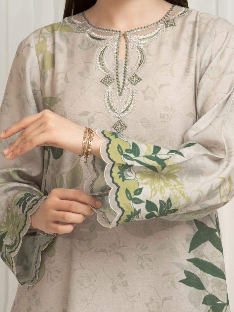 Embroidered Raw Silk Suit - EWU6V16-33534-3P thumbnail