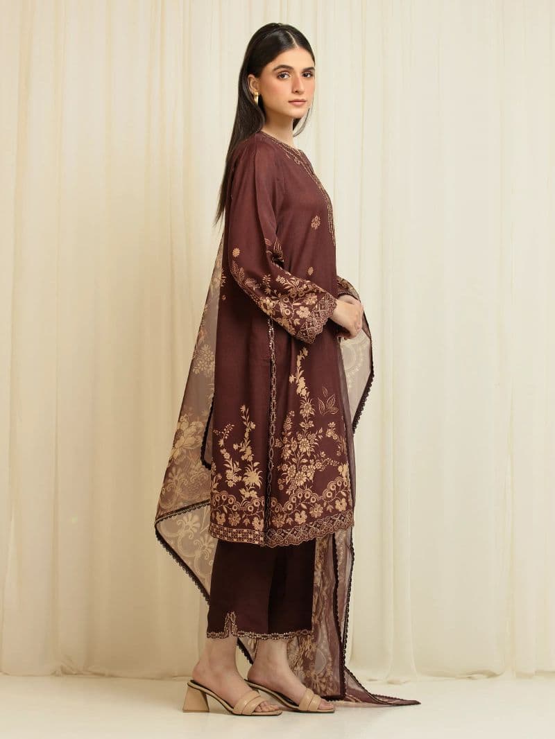 Embroidered Silk Suit - EWU6V16-33538-3P thumbnail