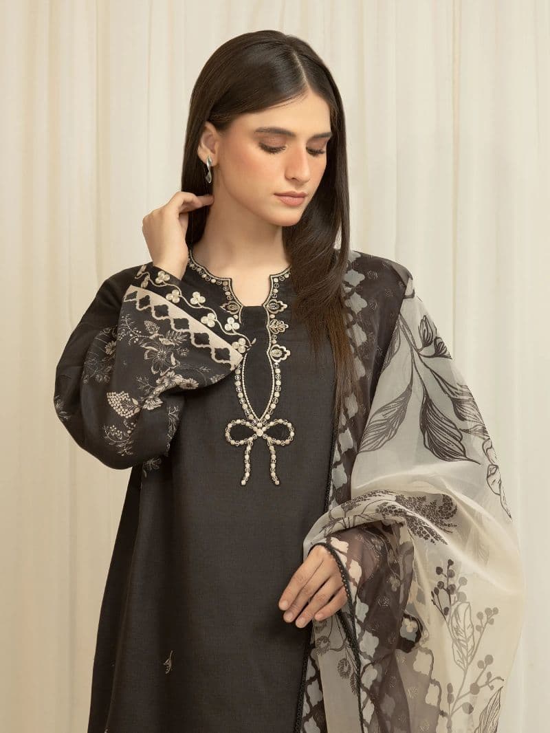 Embroidered Silk Suit - EWU6V16-33536-3P thumbnail