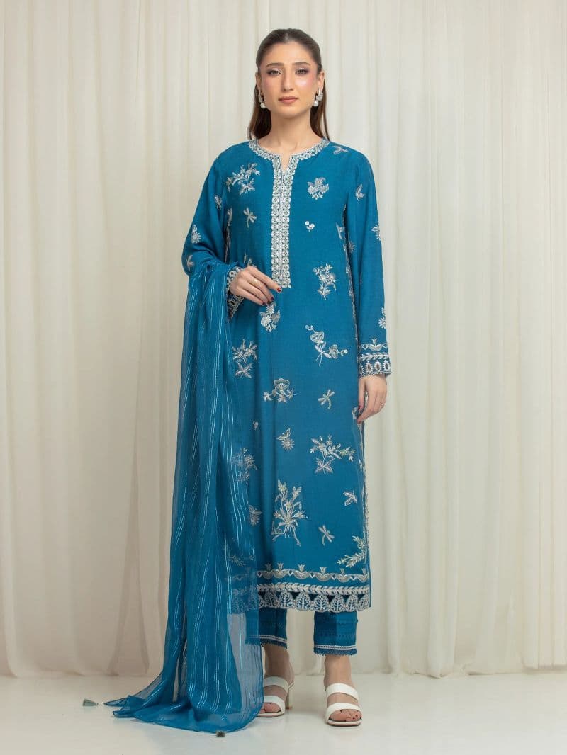 Embroidered Karandi Suit - EWU6V22-32093-3P thumbnail