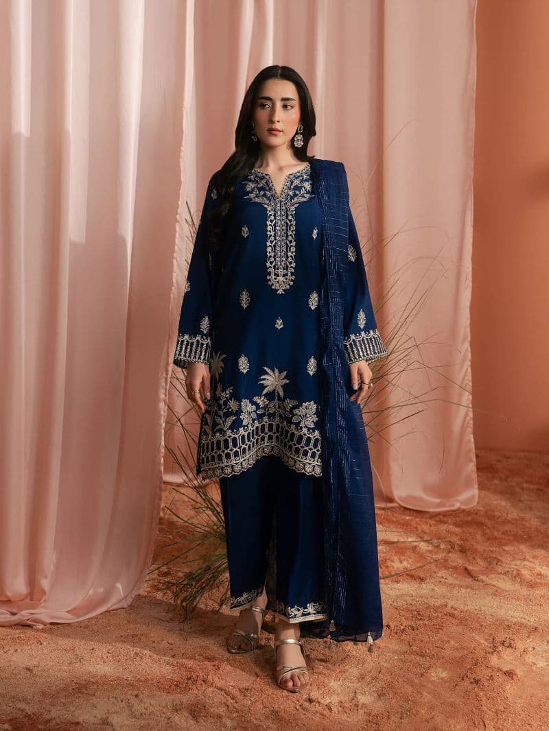 Embroidered Silk Suit - EWU6V16-32096-3P thumbnail