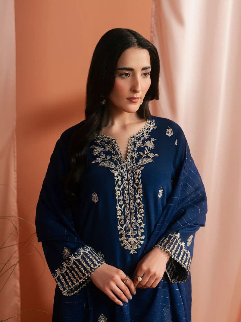 Embroidered Silk Suit - EWU6V16-32096-3P thumbnail