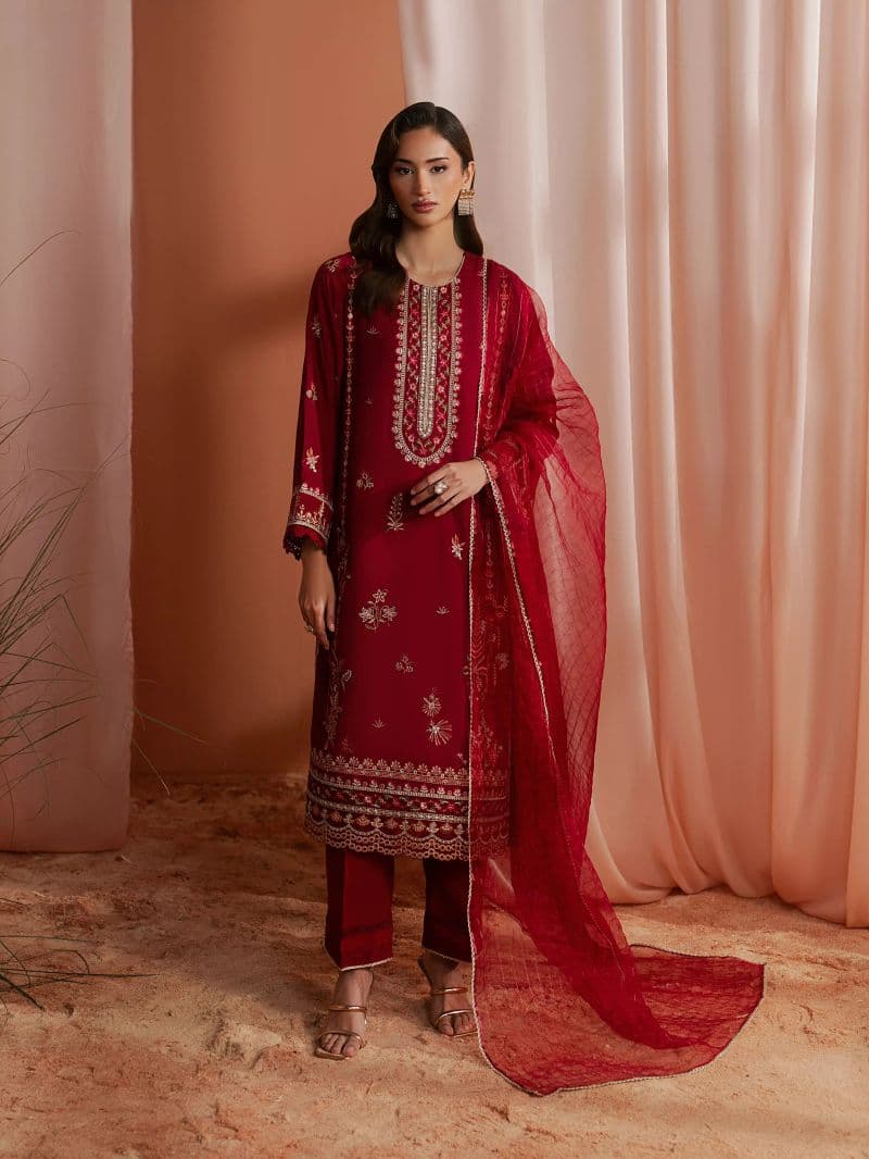 Embroidered Karandi Suit - EWU6V22-32091-3P thumbnail