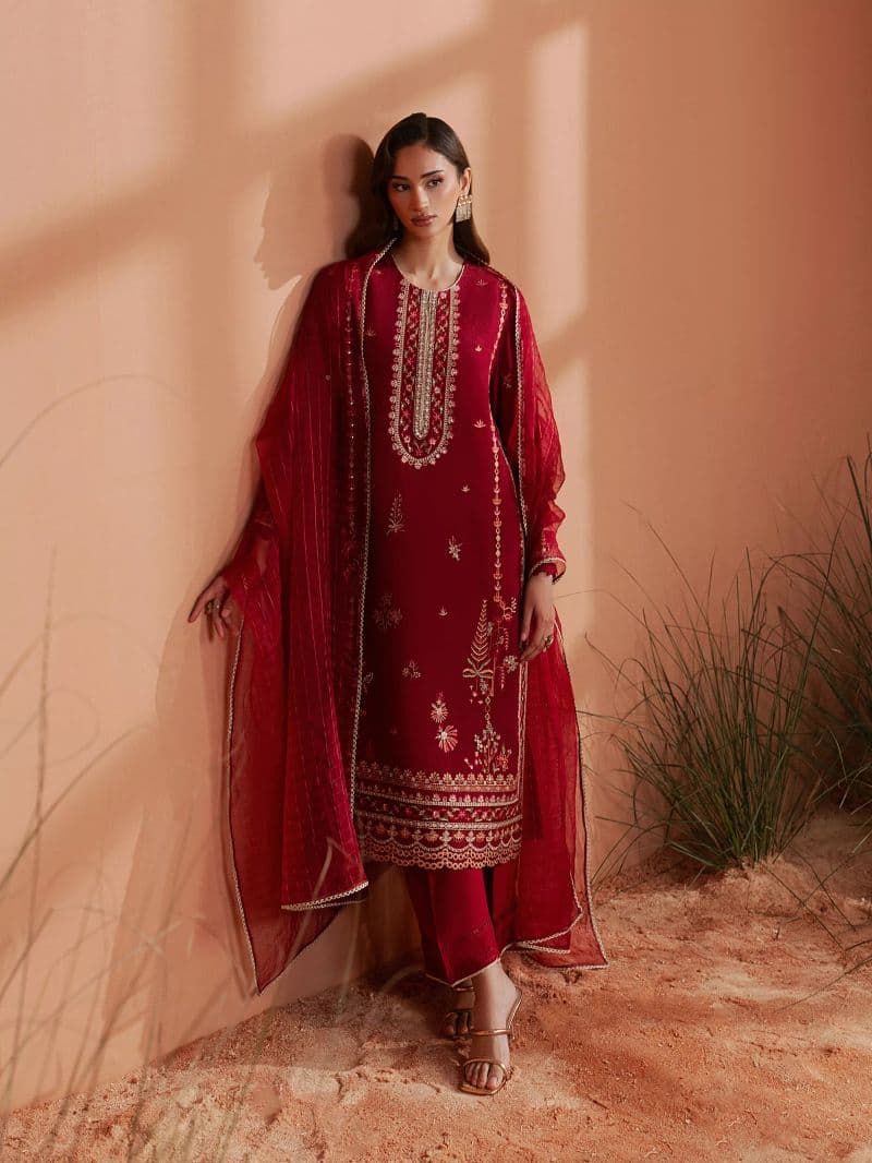 Embroidered Karandi Suit - EWU6V22-32091-3P thumbnail