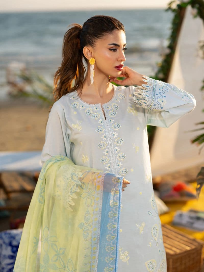 Embroidered Cambric Suit - EWU6V2-33454-3P thumbnail