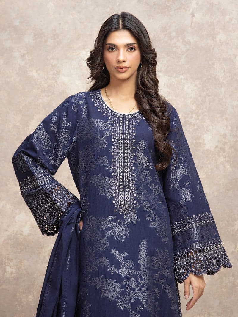 Embroidered Jacquard Suit - EWU5V3-31852-3P thumbnail