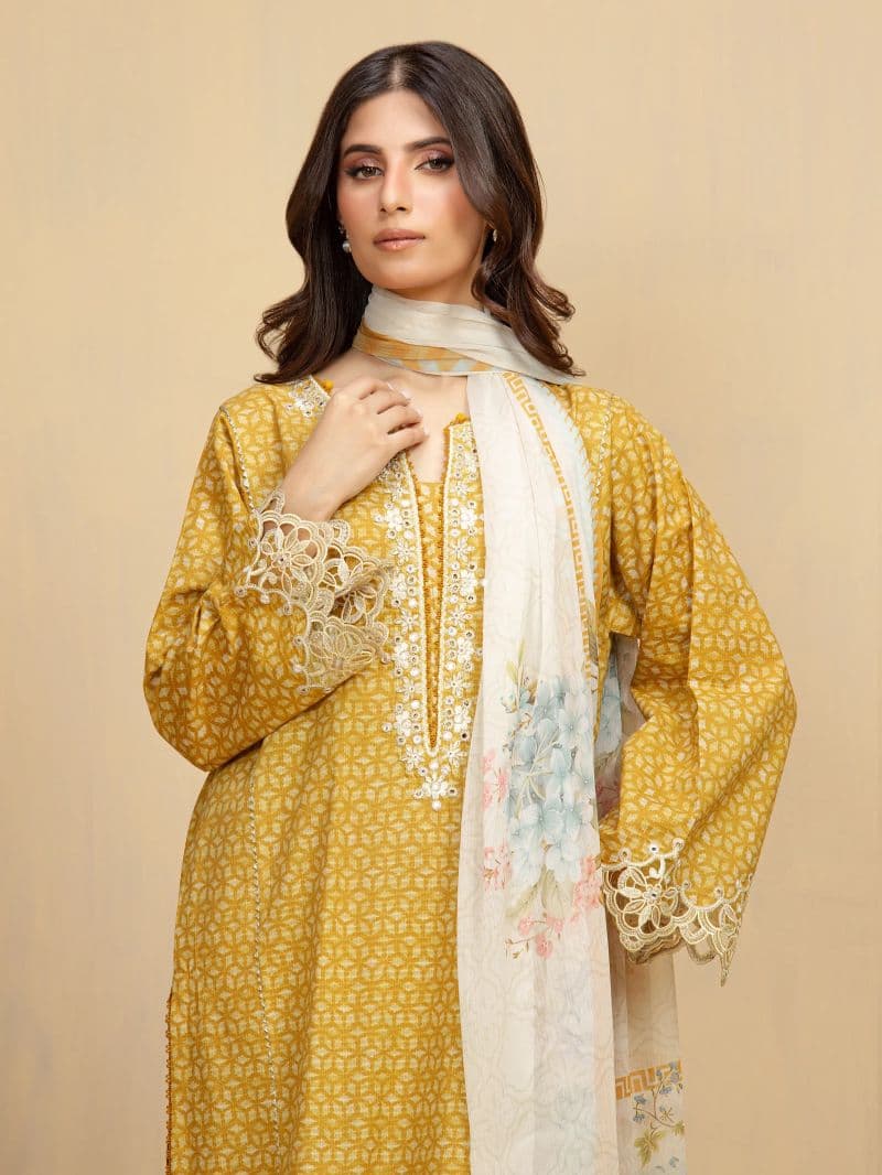 Embroidered Lawn Slub Suit - EWU5V1-31901-3P thumbnail