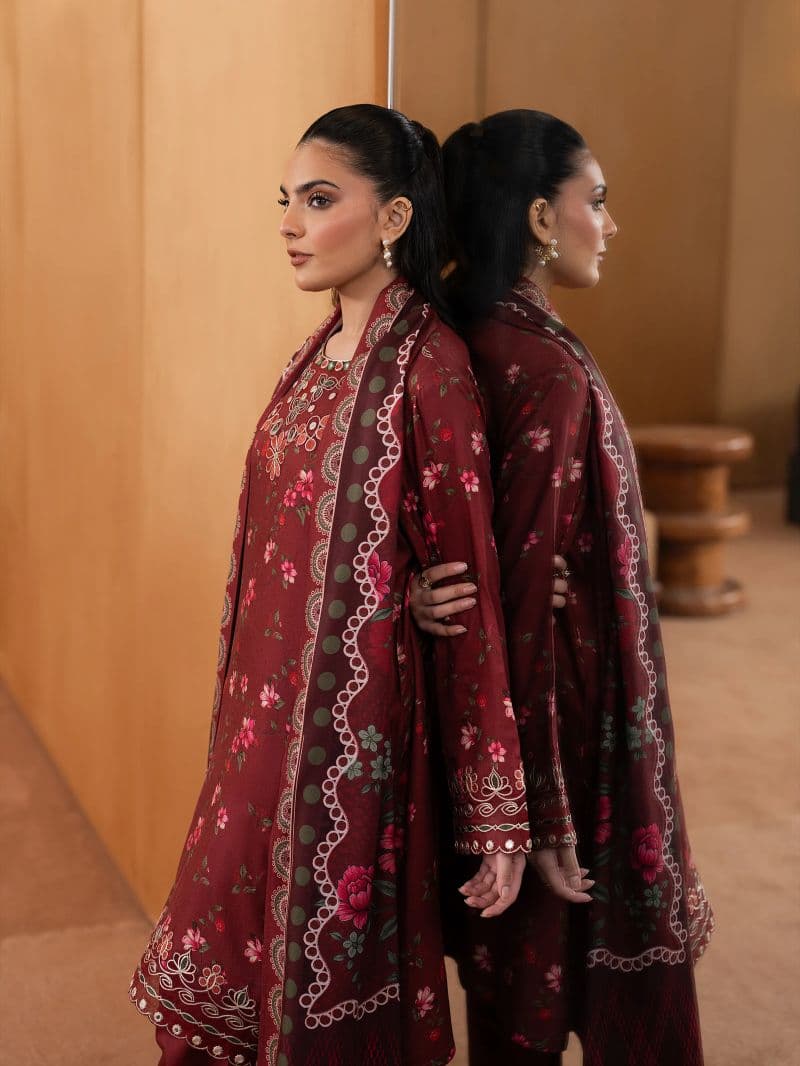 Embroidered Twill Viscose Suit - EWU5V20-32080-3P thumbnail