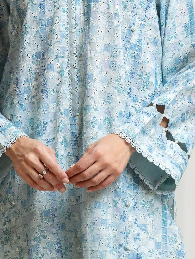 Embroidered Cambric Suit - EWU6V2-33508-3P thumbnail