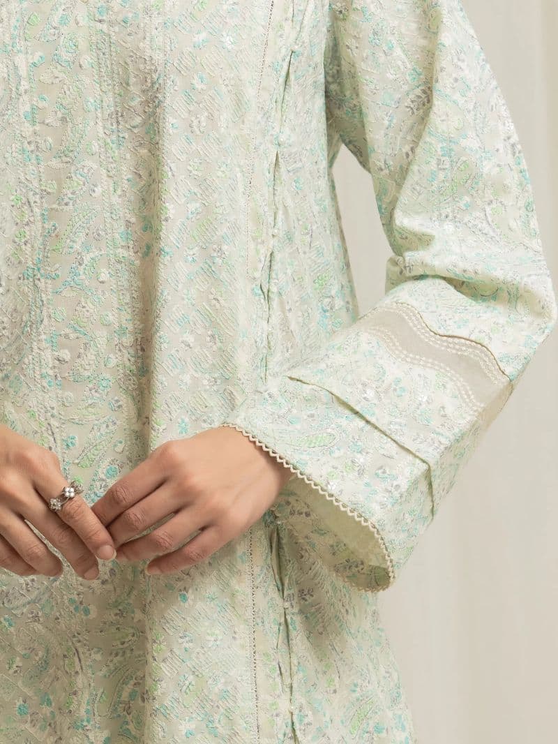 Embroidered Cambric Suit - EWU6V2-33506-3P thumbnail
