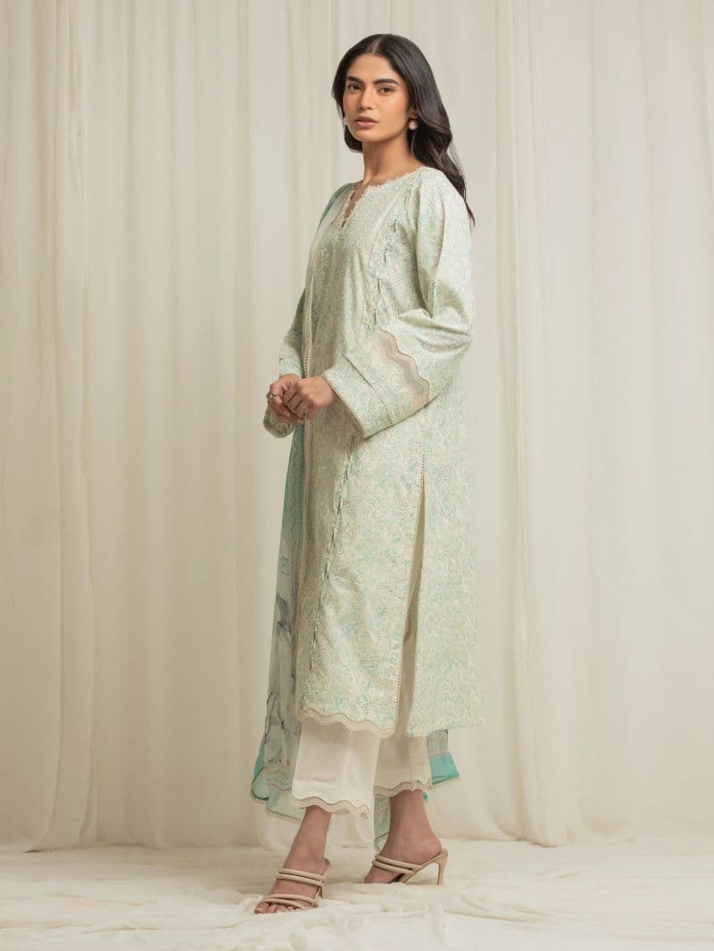 Embroidered Cambric Suit - EWU6V2-33506-3P thumbnail