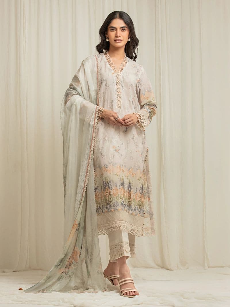 Embroidered Cambric Suit - EWU6V2-33501-3P thumbnail