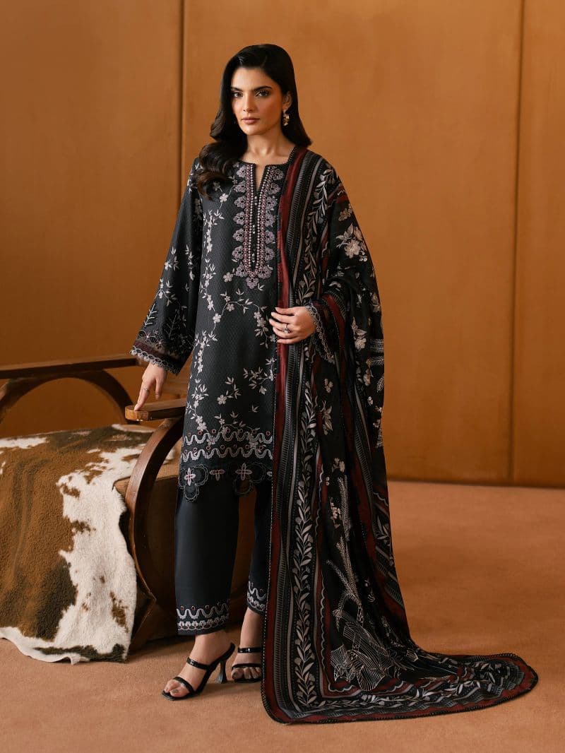 Embroidered Twill Viscose Suit - EWU5V20-32085-3P thumbnail