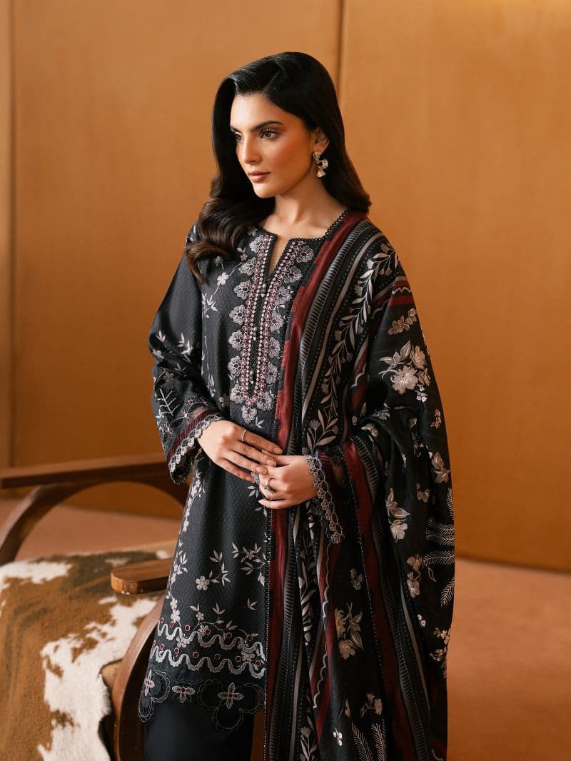 Embroidered Twill Viscose Suit - EWU5V20-32085-3P thumbnail