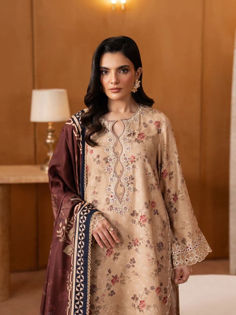 Embroidered Twill Viscose Suit - EWU5V20-32087-3P thumbnail