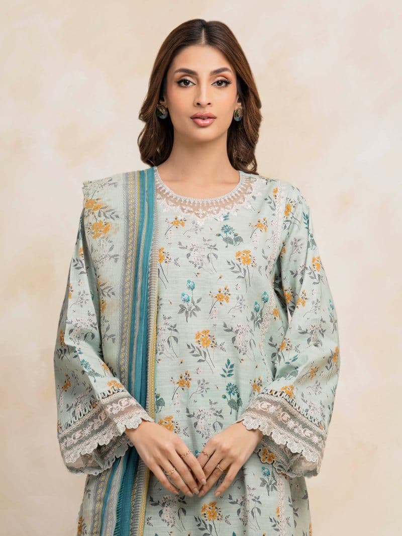 Embroidered Khaddar Suit - EWU5V12-30193-3P thumbnail