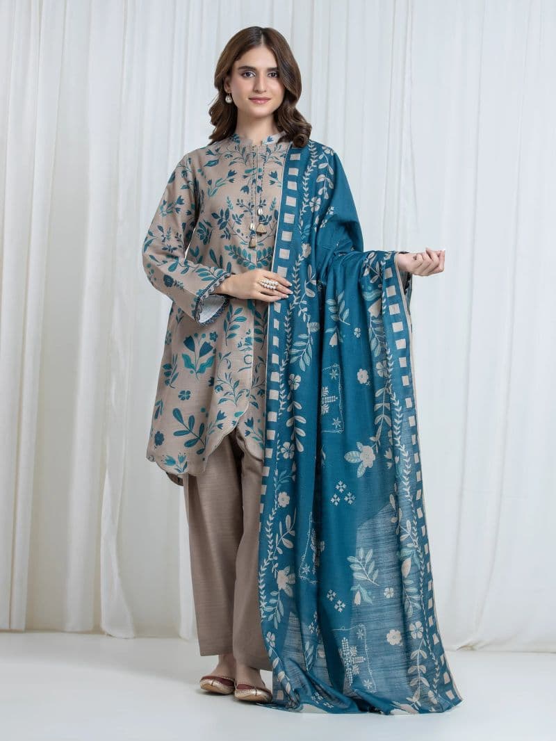 Printed Khaddar Suit - EWU6A3-37122-3P thumbnail