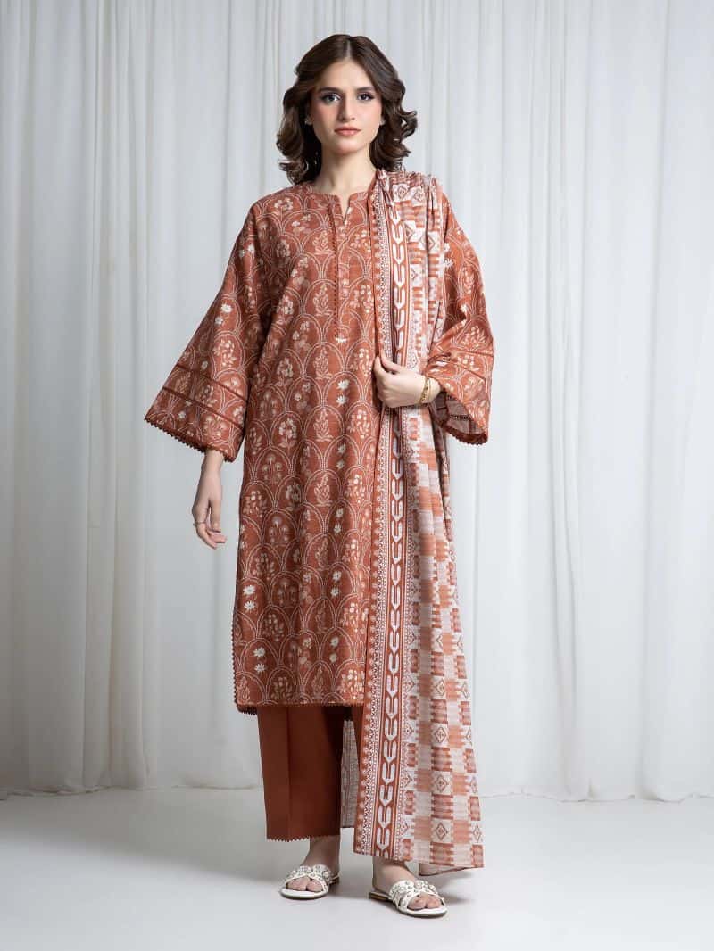 Printed Khaddar Suit - EWU6A3-37049-3P