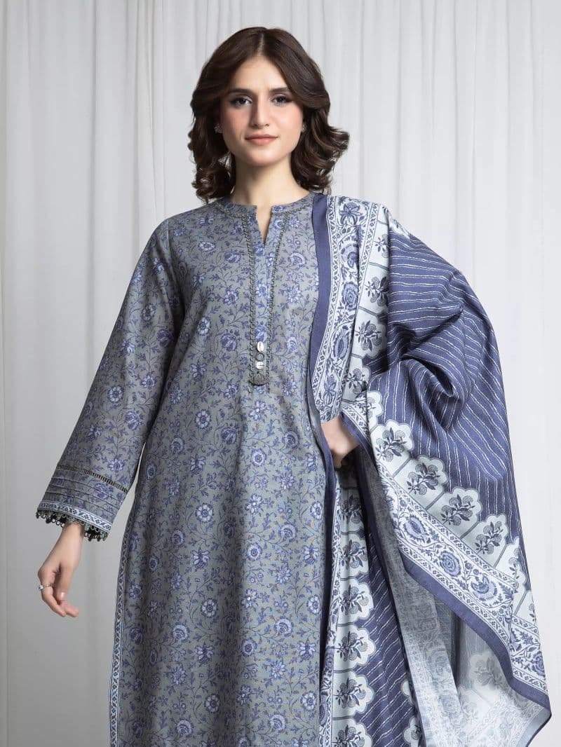 Printed Khaddar Suit - EWU6A3-37054-3P thumbnail
