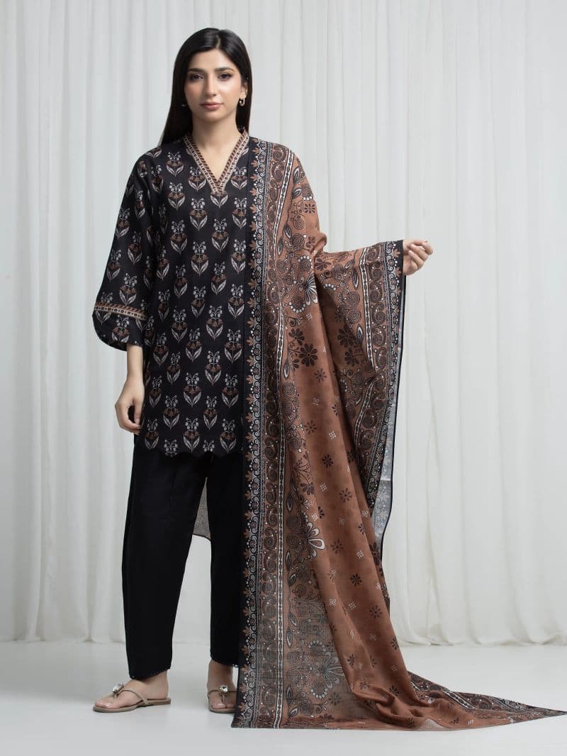 Printed Khaddar Suit - EWU6A3-37011-3P thumbnail