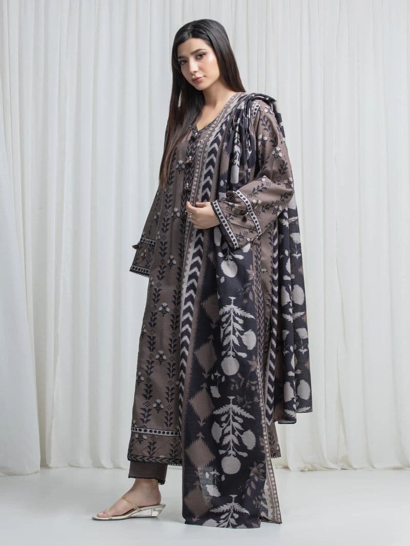 Printed Khaddar Suit - EWU6A3-37031-3P thumbnail